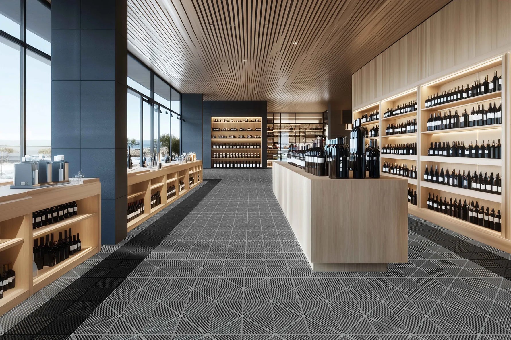 Interlocking Retail flooring with Black Edging
