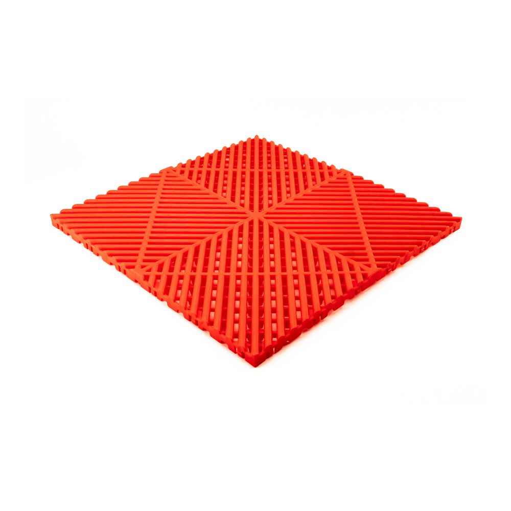 Red Interlocking Tiles Laying