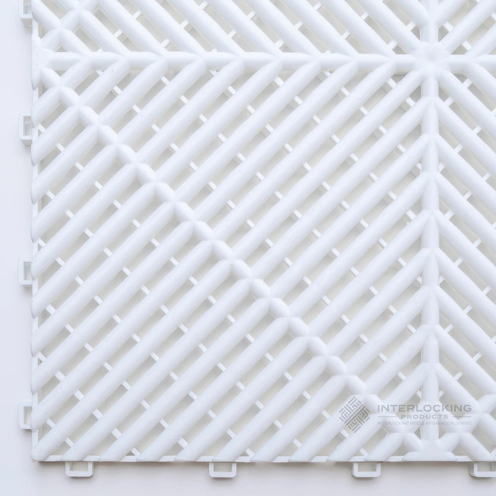White interlocking foam floor tile on a white background