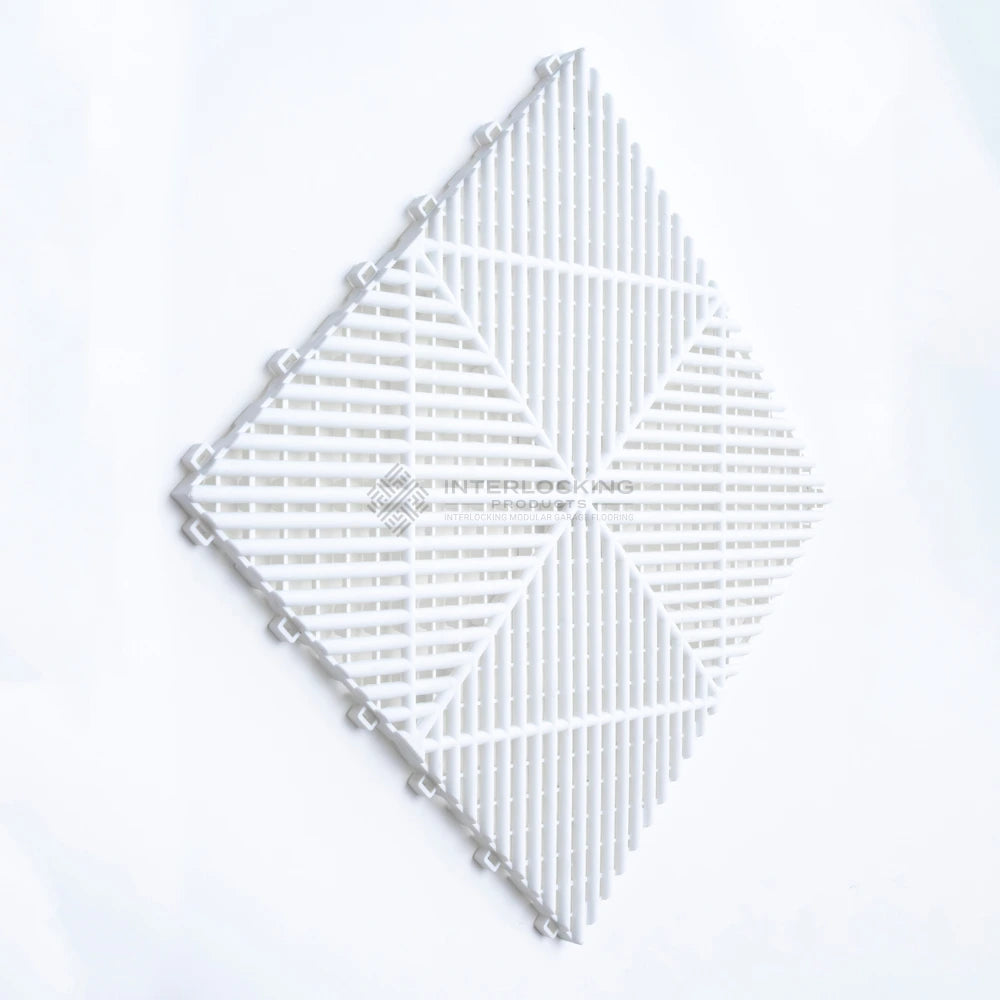 Geometric white tile on a light gray background